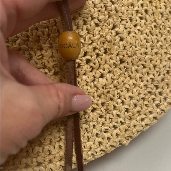 Scala Natural wide brim Straw Hat Brown leather chin strap & Band main image 5